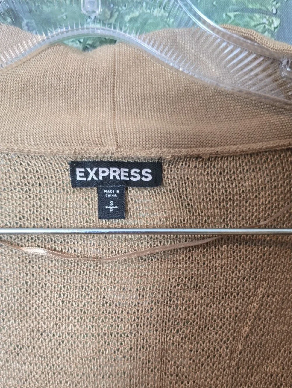 Express Open-Front Camel/Tan Lightweight Cardigan